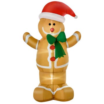 Opblaasbare Kerstdecoratie 1,83 M Gemberkoekman Met Strik, 3, Verzenden, Nieuw