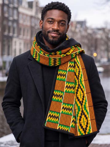 Warme Sjaal met Afrikaanse print Unisex - Groen Kente Print, Kleding | Dames, Ophalen of Verzenden, Nieuw