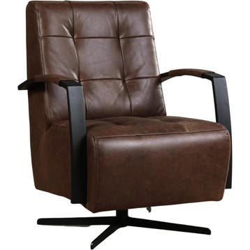 Leren draaifauteuil Mind - Vintage Brown (bruin) - Stervoet, Nieuw, Ophalen of Verzenden, 50 tot 75 cm, Industrieel, Modern