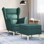vidaXL Fauteuil met voetenbankje stof donkergroen, Huis en Inrichting, Fauteuils, Verzenden, Nieuw