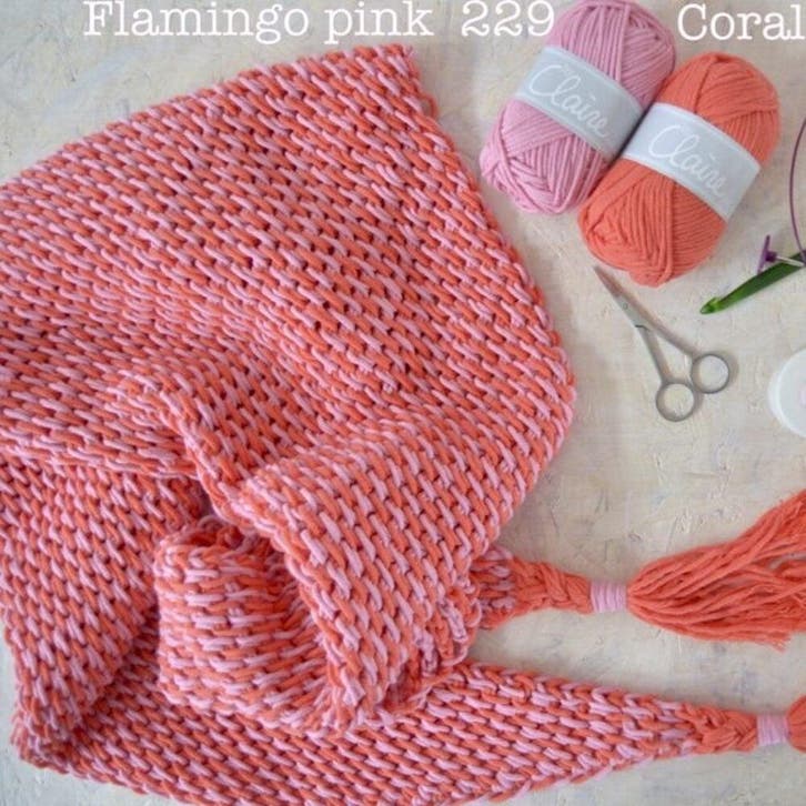 Haakpakket Ton Sur Ton Sjaal Flamingo Coral, Hobby en Vrije tijd, Breien en Haken, Breien of Haken, Nieuw, Wol of Garen, Ophalen of Verzenden