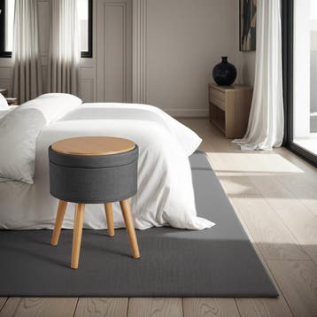 Hocker Yara gestoffeerd in linnenlook 300kg met opbergruimte, Verzenden, Nieuw