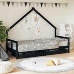 vidaXL Kinderbedframe 80x200 cm massief grenenhout zwart, Kinderen en Baby's, Kinderkamer | Bedden, Verzenden, Nieuw