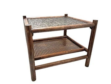 Tafel - Rattan, Glas, webbing