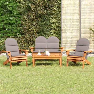 vidaXL 4-delige Loungeset Adirondack massief acaciahout, Verzenden, Nieuw, Hardhout, Loungeset