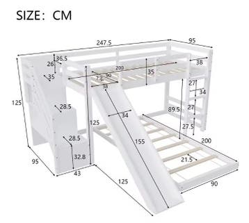 Kinder stapelbed met glijbaan en ladder 90x200 cm, Verzenden, Nieuw