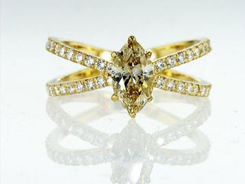 Ring - 14 karaat Geel goud - 1.40ct. tw. Geel Diamant, Nieuw