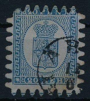 Finland 1858 - Wapen tekening 20 kopeken blauw, doorstik C -, Gestempeld