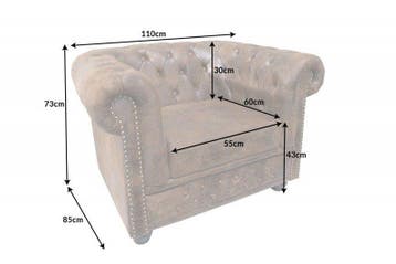 Chesterfield fauteuil 110cm antiekbruin met knoopstiksel en, Ophalen of Verzenden, Nieuw