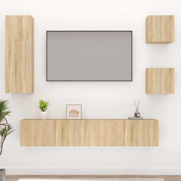 vidaXL 5-delige Tv-meubelset bewerkt hout sonoma, Verzenden, Nieuw, Overige houtsoorten