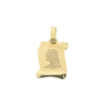 Gouden hanger van het gezicht van Jezus op perkament, Ophalen of Verzenden, Gebruikt, Goud, Overige merken