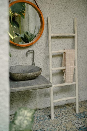 Houten decoratie ladder | White oiled | 50x5x175, Verzenden, Nieuw, Wit