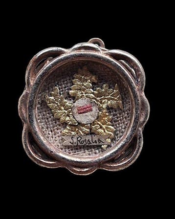 Reliekhouder - Legering, Verguld, Papier, Textiel, Glas -