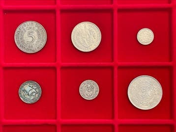 Wereld. Lot of 6-coin lot of historic silver coins spanning