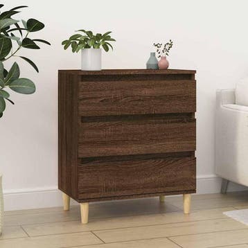 vidaXL Dressoir 60x35x70 cm bewerkt hout bruin eikenkleur, Verzenden, Nieuw, 50 tot 100 cm, 25 tot 50 cm