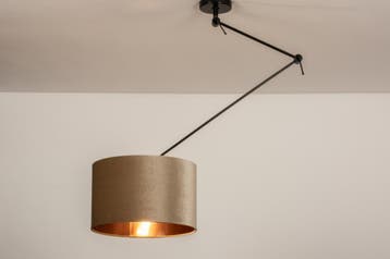 Rietveld Hanglampen - Taupe, Koper - Stof, Metaal, Verzenden, Nieuw