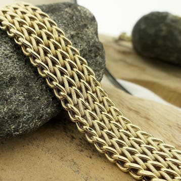 Brede gouden schakelarmband, Ophalen of Verzenden, Gebruikt, Goud, Goud