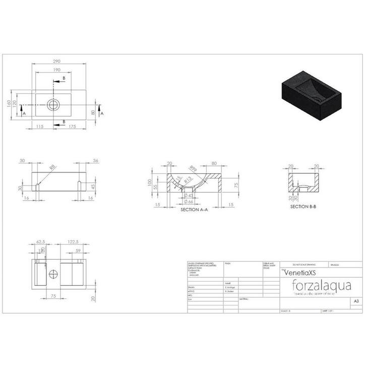 Fontein Forzalaqua Venetia XS Graniet Gezoet Gekapt Met, Doe-het-zelf en Verbouw, Sanitair, Ophalen of Verzenden