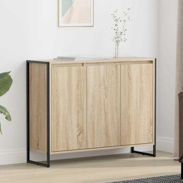 vidaXL Bijzetkast Sonoma 96,5 x 30 x 75 cm Bewerkt hout, Minder dan 50 cm, Verzenden, Nieuw, Minder dan 100 cm