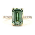 Ring - 18 karaat Geel goud - 4.58ct. tw. Groen Diamant, Sieraden, Tassen en Uiterlijk, Ringen, Nieuw