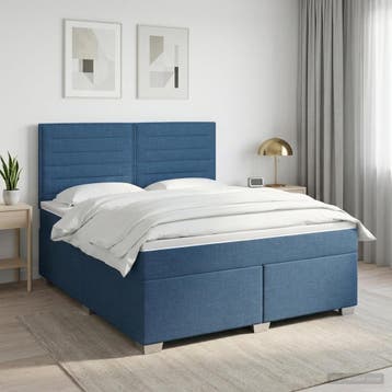 vidaXL Boxspringbed met matras met hoofdeinde Blauw 160 x, Verzenden, Nieuw, Tweepersoons, Blauw
