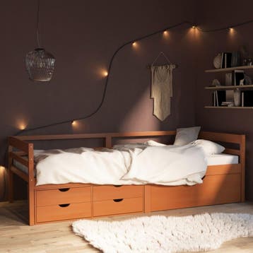 vidaXL Bedframe met lades en kast grenenhout honingbruin, 90 cm, Eenpersoons, Bruin, Verzenden