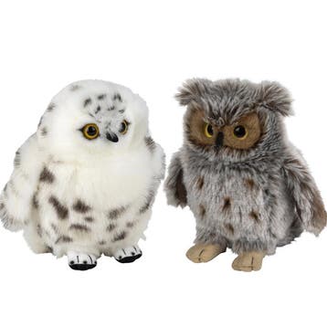 Oehoe en sneeuwuil knuffels - pluche - 18 cm - set van 2, Verzenden, Nieuw