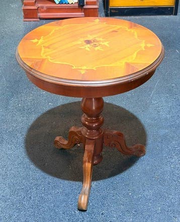 Bijzettafel - driepootstatief - Hout - Fijn marquetwerk