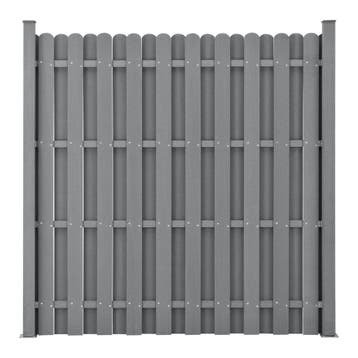 WPC Schuttingpaneel 11 planken met palen 185x562 cm grijs, Verzenden, Nieuw