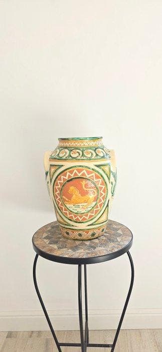 Vaas - Pisa, Italië – Handgeschilderde keramiek – 35 cm -, Antiek en Kunst