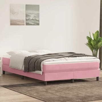vidaXL Boxspring zonder matras fluweel roze 140x220 cm, Verzenden, Nieuw, Stof