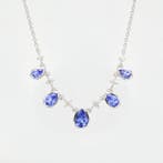 Halsketting - 14 karaat Witgoud - 2.08ct. tw. Tanzaniet -, Nieuw