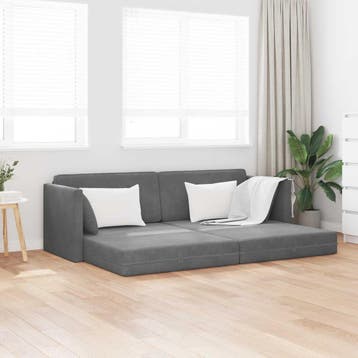 vidaXL Vloerslaapbank Donkergrijs 213 x 70 x 77 cm Fluweel, Verzenden, Nieuw, Stof, Minder dan 150 cm