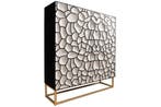 Massief houten highboard VULCANO 120cm wit zwart mangohout, Ophalen of Verzenden, Nieuw