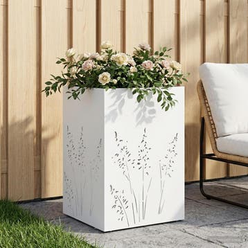 vidaXL Plantenbak Wit 50 x 50 x 75 cm Koudgewalst staal, Verzenden, Minder dan 60 cm, Nieuw, Metaal