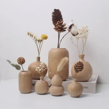 Houten Vaas Japandi Stijl - Decoratieve Vaas voor Bloemen &, Verzenden, Nieuw in verpakking