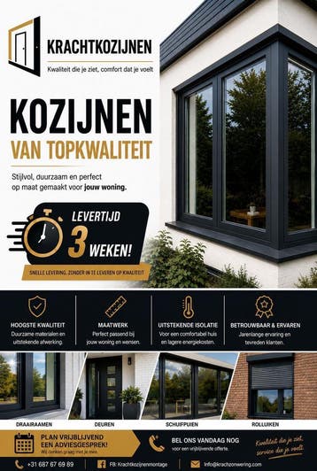 Kunstof kozijnen Aluplast/Gealan, Nieuw, Kunststof, Raamkozijn, Inclusief glas