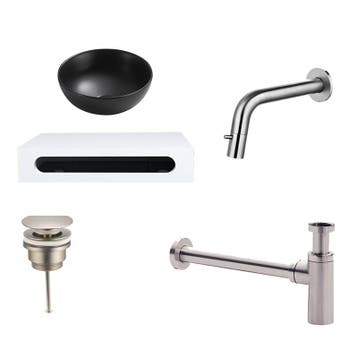 Sani Royal Keramische Waskom Zwart Rond met Solid, Tuin en Terras, Nieuw