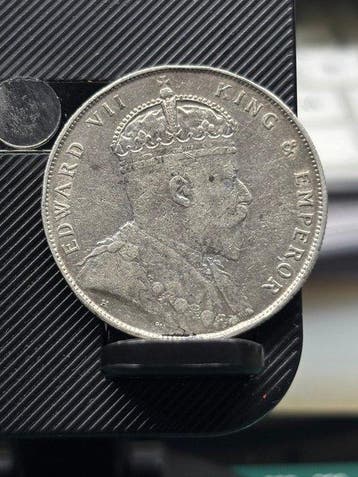 Straits Settlements. Edward VII. 1 Dollar 1907 (Zonder, Postzegels en Munten, Munten | Europa | Niet-Euromunten