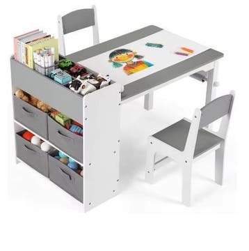 2-in-1 Kindertafel met Stoelen en Opbergplanken, Verzenden, Nieuw