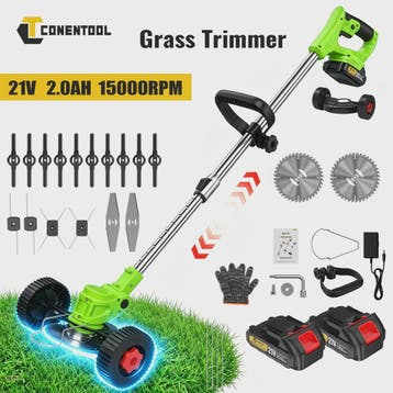 Accu Grastrimmer met Wielen - Verstelbare Steel & Krachtige, Verzenden, Nieuw