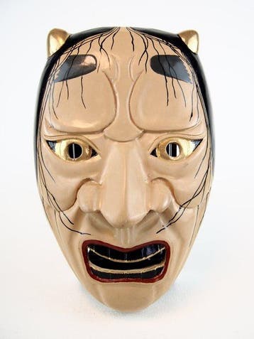 Mask - Hout, Japanse Noh-masker Namanari  – houten