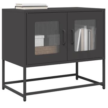 vidaXL Tv-meubel 68x39x60,5 cm koudgewalst staal zwart, Verzenden, Nieuw, Metaal