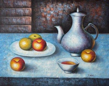 J. Kor (XX) - Still Life with Fruit and Ewer