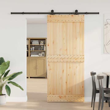 vidaXL Schuifdeur NARVIK Naturel en Zwart 90 x 210 cm (213,5, Verzenden, Nieuw