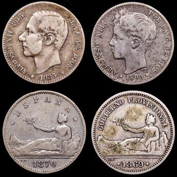 Spanje. Gobierno ProvisionaL-Alfonso XIII. 1 Peseta 1869