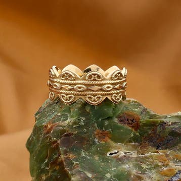 Vintage gouden filigrain ring, Gebruikt, 19 tot 20, Heer, Ophalen of Verzenden