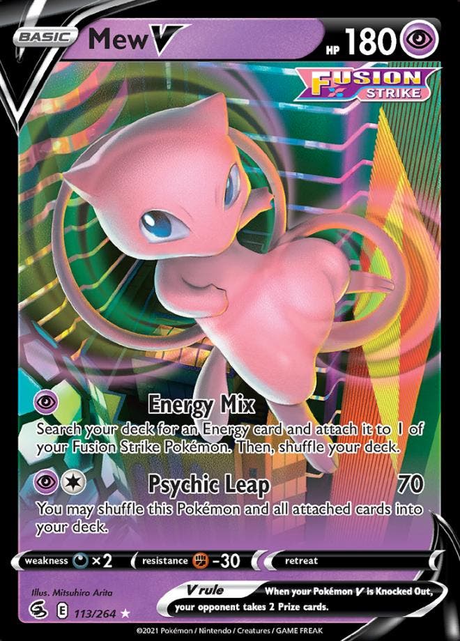 Mew V 113/264 (Fusion Strike), Hobby en Vrije tijd, Verzamelkaartspellen | Pokémon, Losse kaart, Nieuw, Foil, Ophalen of Verzenden
