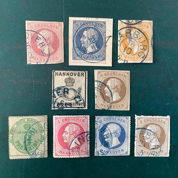 Hannover 1859/1864 - Selectie met oa posthoorn - Michel, Gestempeld