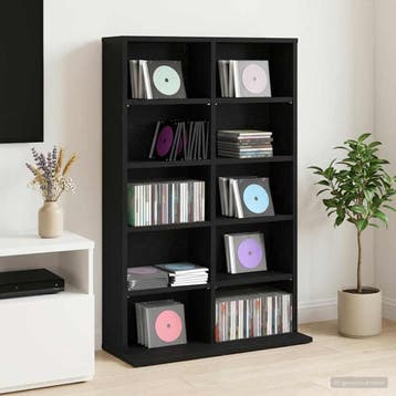 vidaXL CD Kast Zwart eiken 65 x 23,5 x 97,5 cm Bewerkt hout, Verzenden, Nieuw